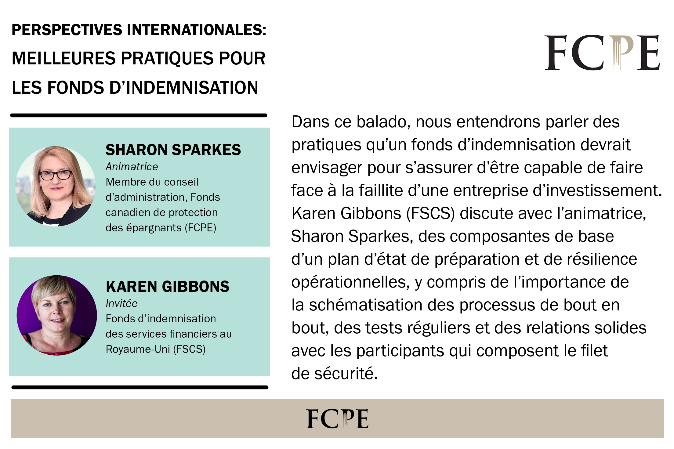 Perspectives internationales: meilleures pratiques pour les fonds d’indemnisation